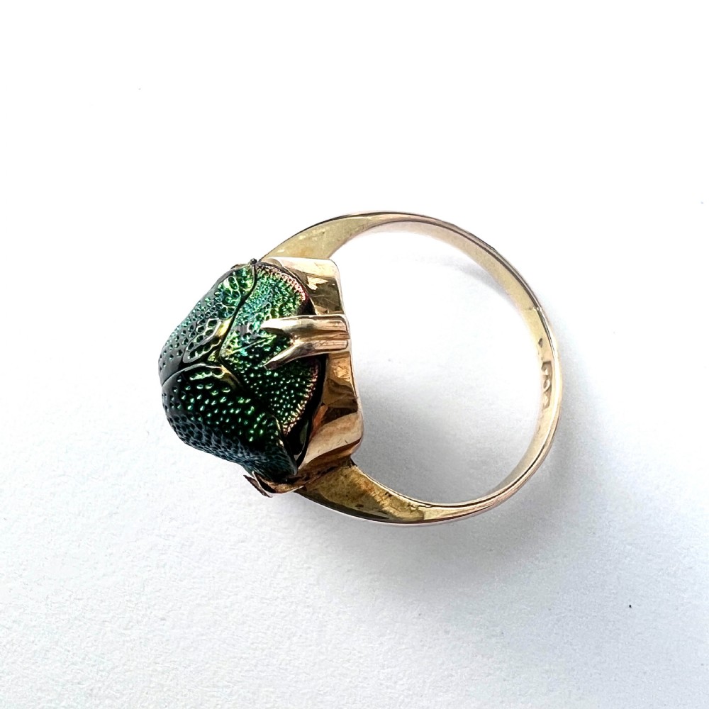 Real Scarab Beetle 9CT Gold Solitaire Ring View VII