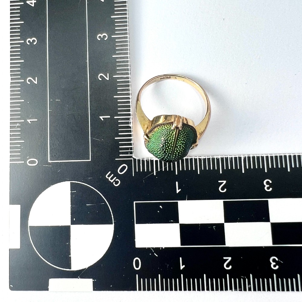 Real Scarab Beetle 9CT Gold Solitaire Ring View VIII