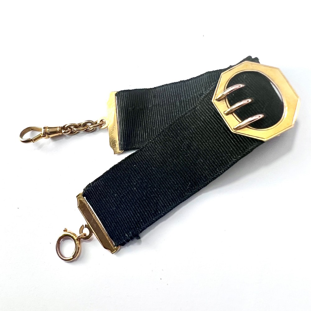 Victorian 9CT Gold Buckle Slide Ribbon Watch Chain View II