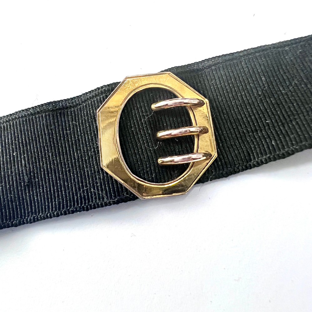 Victorian 9CT Gold Buckle Slide Ribbon Watch Chain View IV