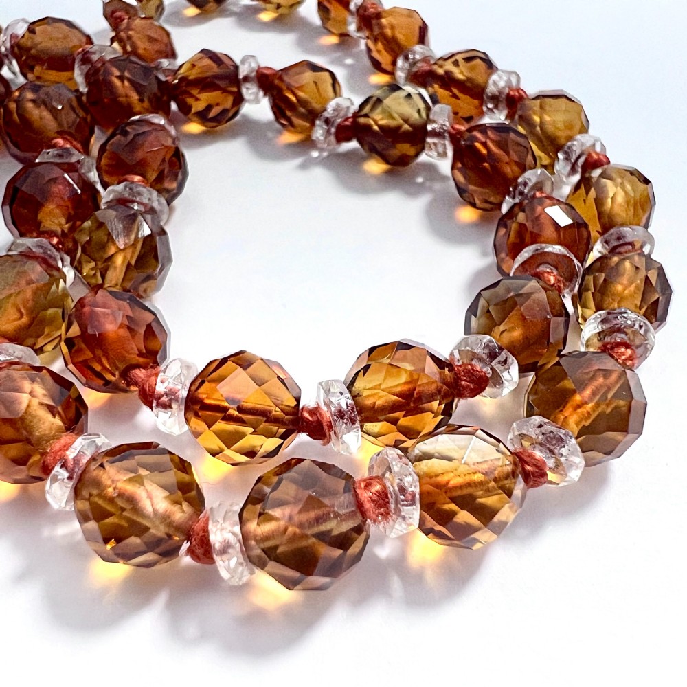Art Deco Citrine and Rock Crystal Necklace with Carved Gemstone Clasp View VIII