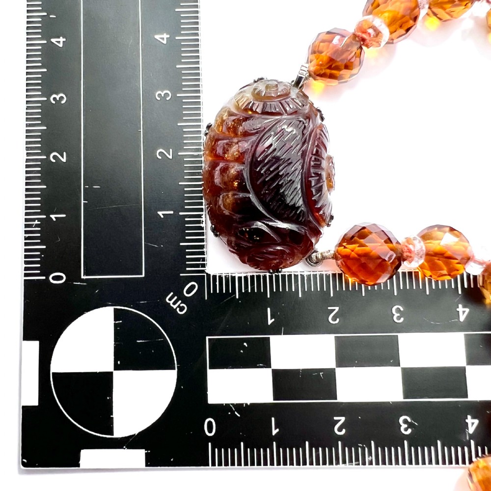 Art Deco Citrine and Rock Crystal Necklace with Carved Gemstone Clasp View IX