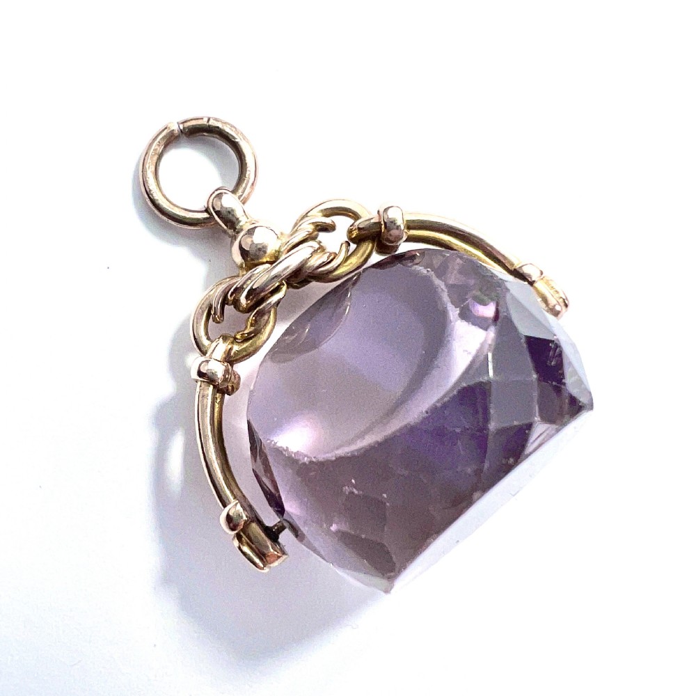 Edwardian Amethyst 9CT Gold Spinning Fob
