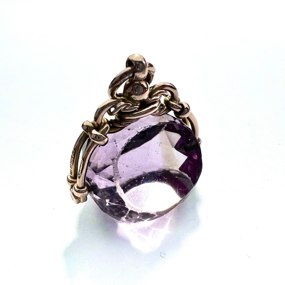 Edwardian Amethyst 9CT Gold Spinning Fob View II