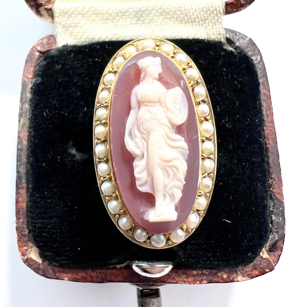 Antique 9CT Gold Pearl Cameo Ring View III