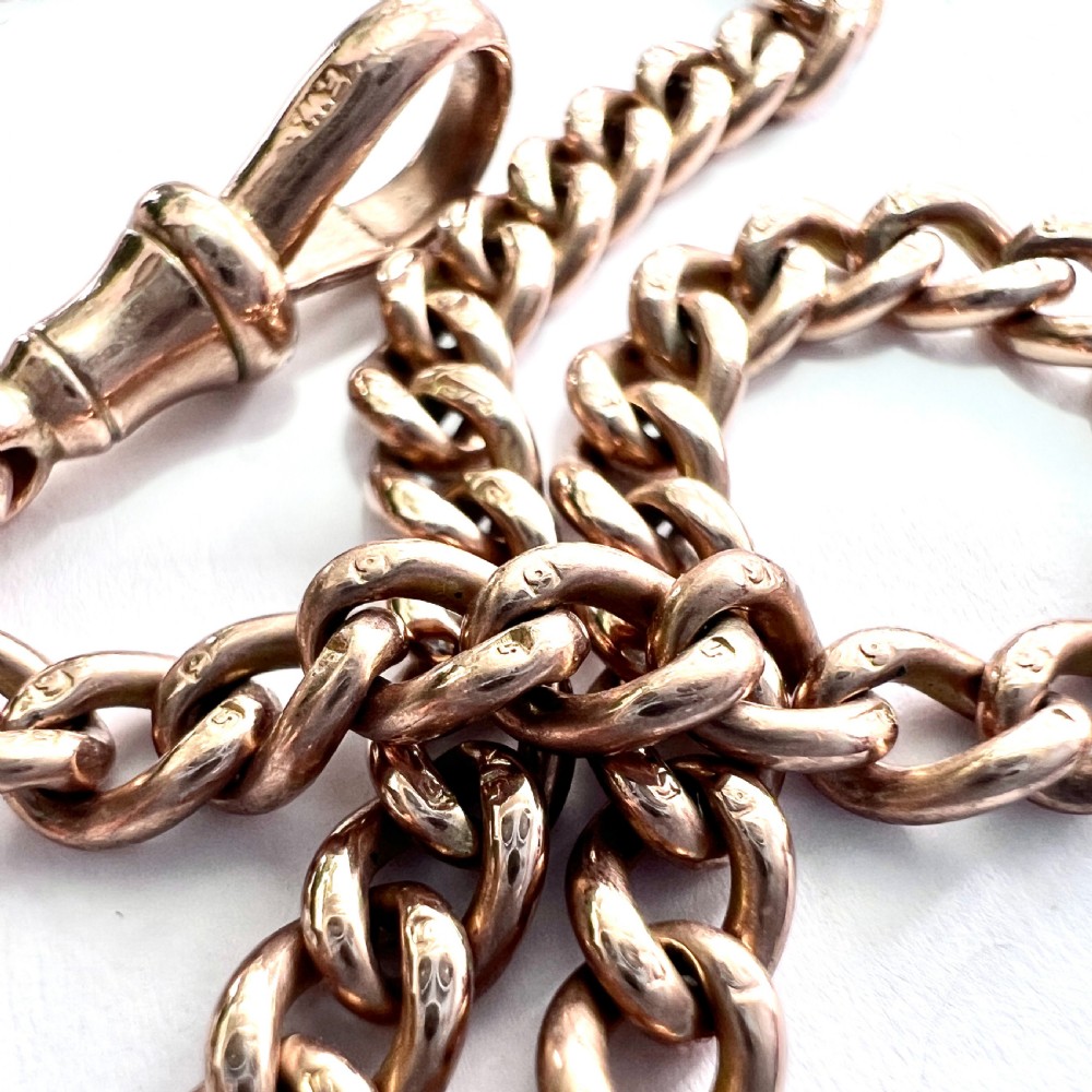 Victorian 9CT Gold Curb Chain Necklace with Dog Clip View II