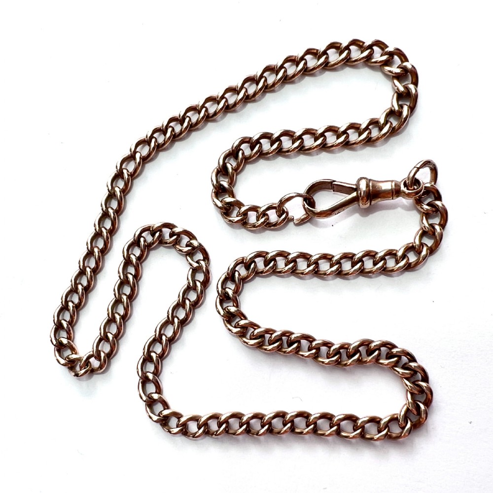 Victorian 9CT Gold Curb Chain Necklace with Dog Clip View IV