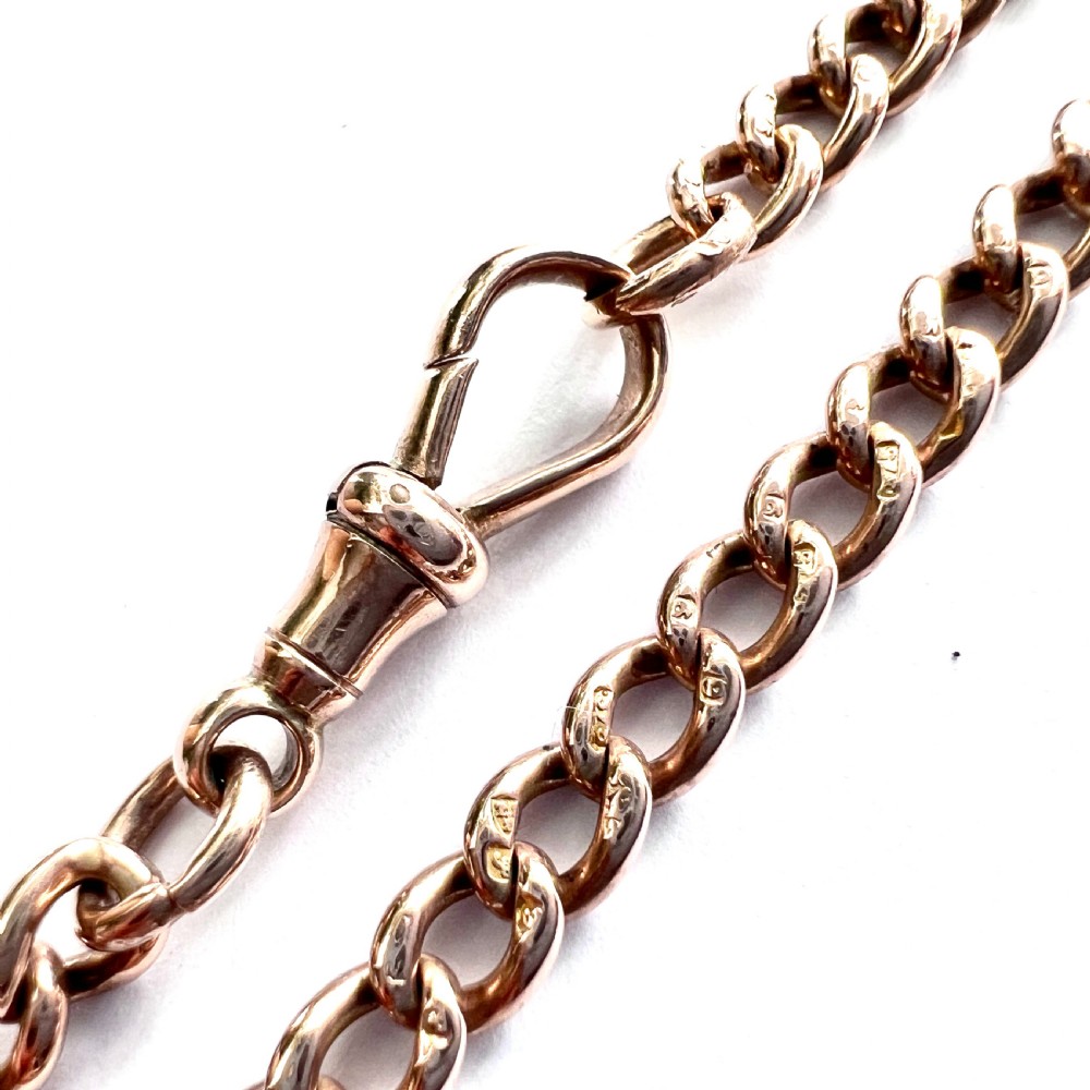 Victorian 9CT Gold Curb Chain Necklace with Dog Clip View V