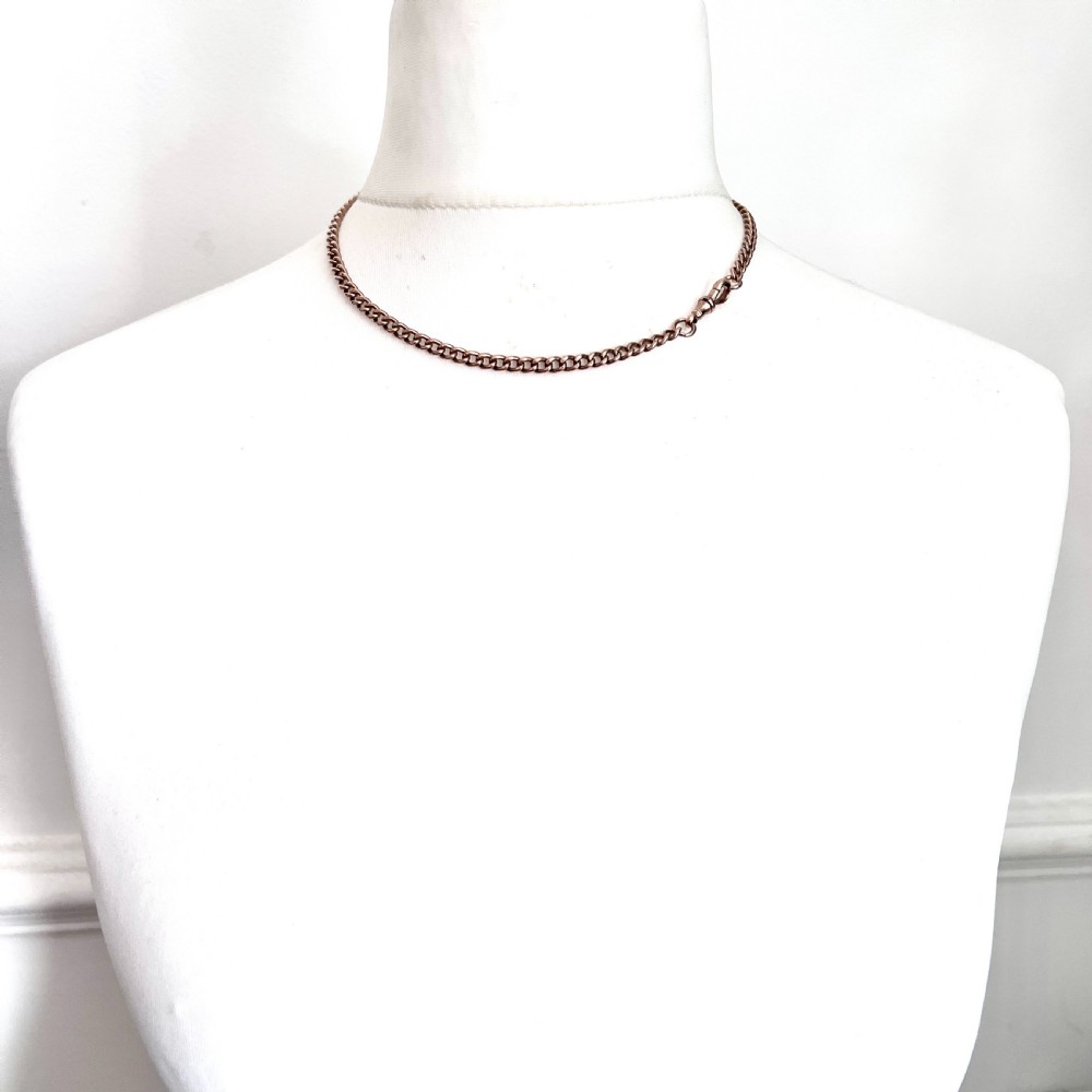 Victorian 9CT Gold Curb Chain Necklace with Dog Clip View VI