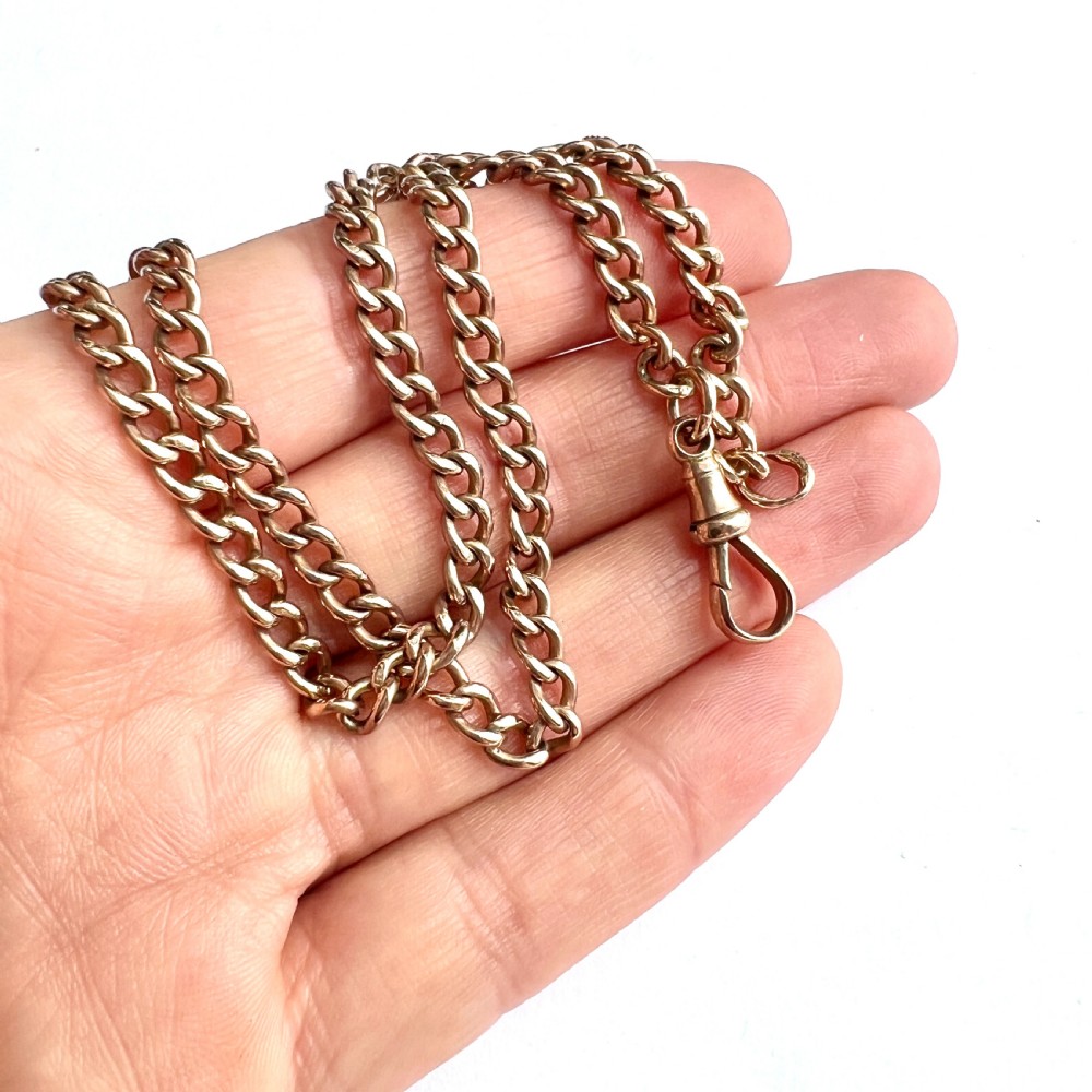 Victorian 9CT Gold Curb Chain Necklace with Dog Clip View VII