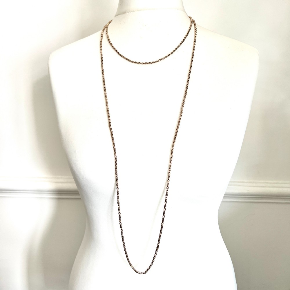 Very Long Victorian 9CT Gold Longuard Chain Necklace View IV