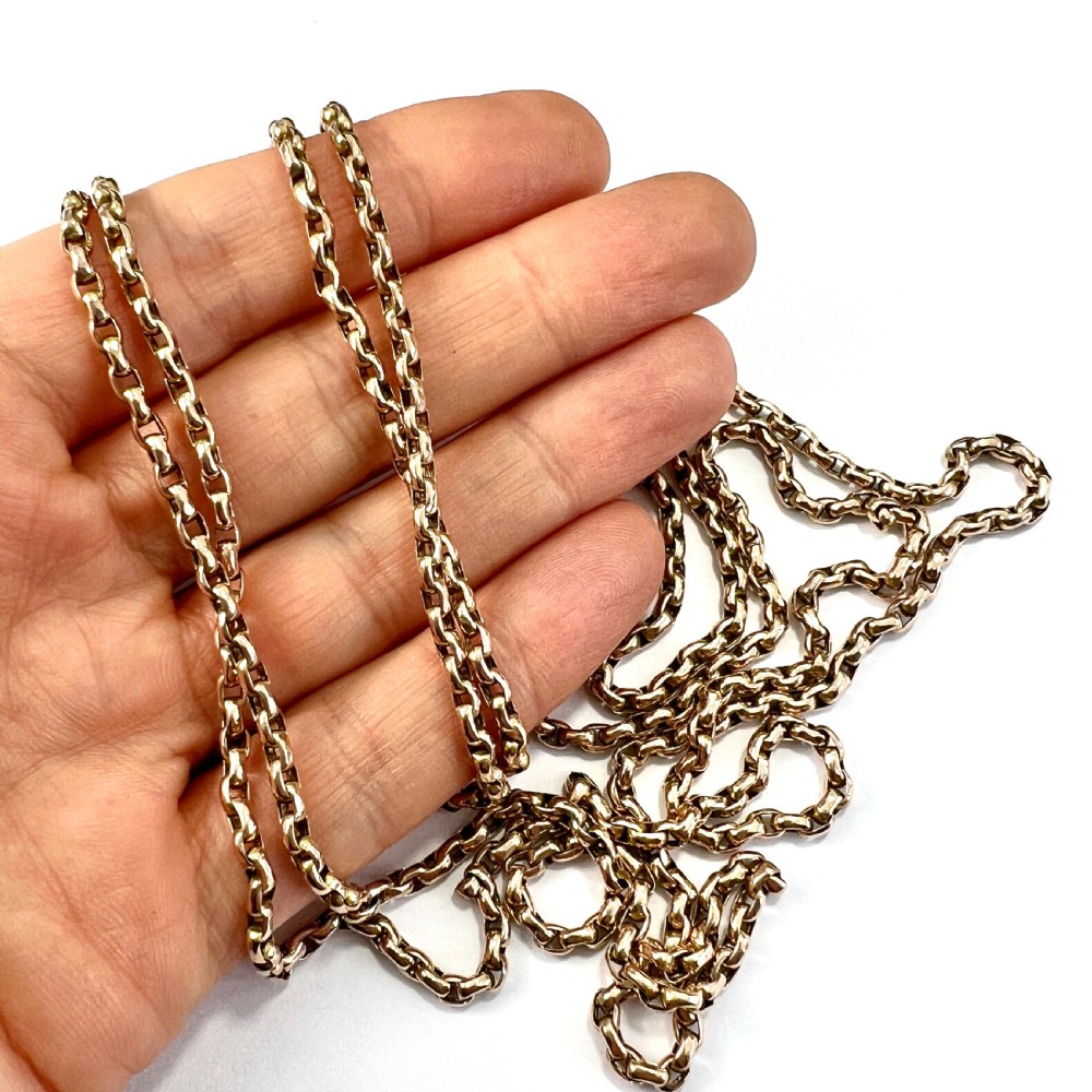 Very Long Victorian 9CT Gold Longuard Chain Necklace View VI