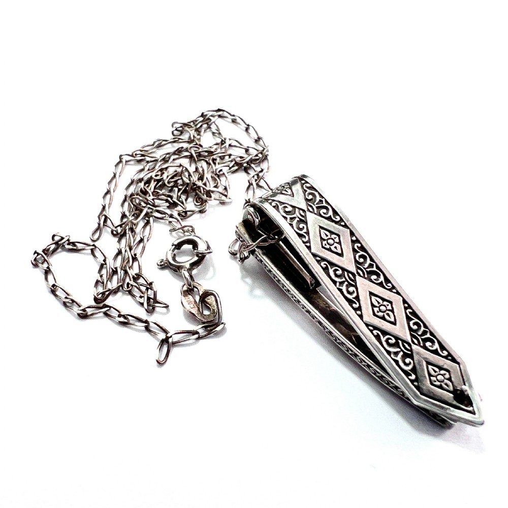 Art Deco Silver Paste Dress Clip Pendant Necklace View VI