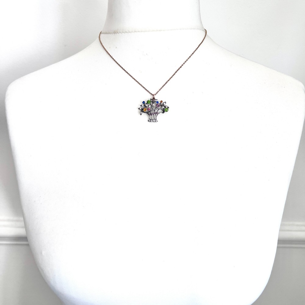 Edwardian Gold and Silver Paste Giardinetti Pendant and Chain Necklace  View V