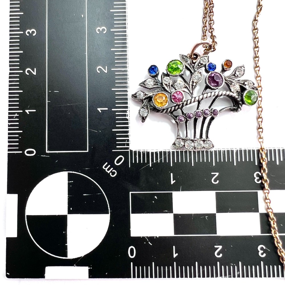 Edwardian Gold and Silver Paste Giardinetti Pendant and Chain Necklace  View VI