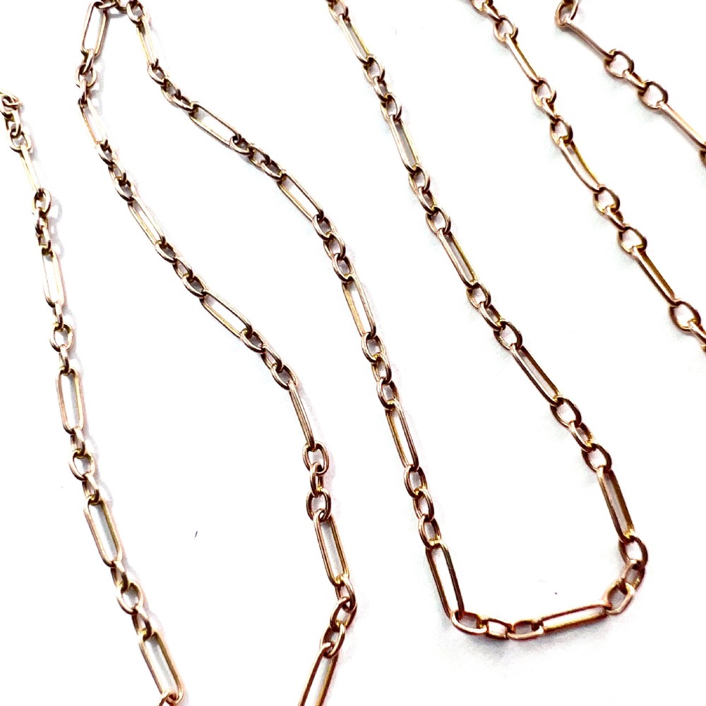 Edwardian 9CT Rosy Gold Figaro Chain Necklace View II