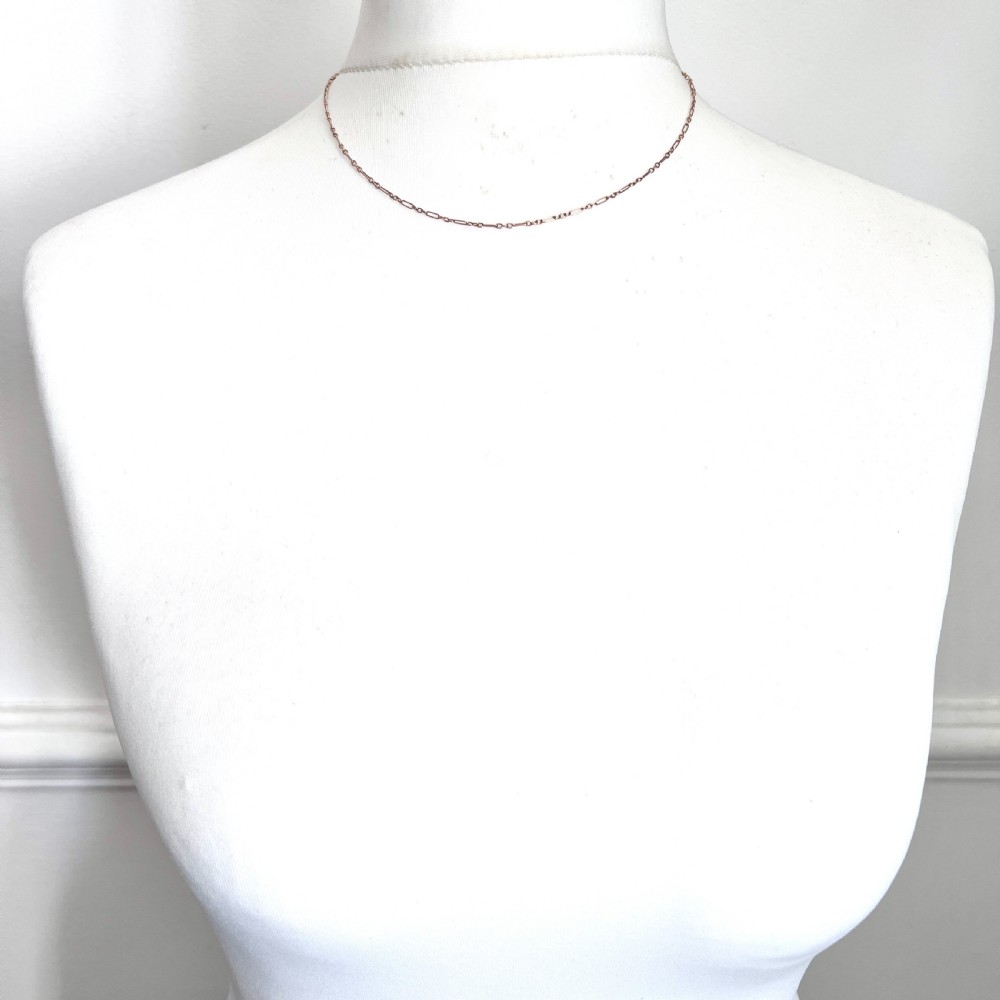 Edwardian 9CT Rosy Gold Figaro Chain Necklace View III