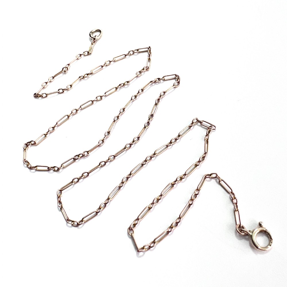 Edwardian 9CT Rosy Gold Figaro Chain Necklace View IV