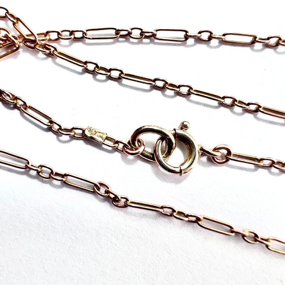 Edwardian 9CT Rosy Gold Figaro Chain Necklace View V