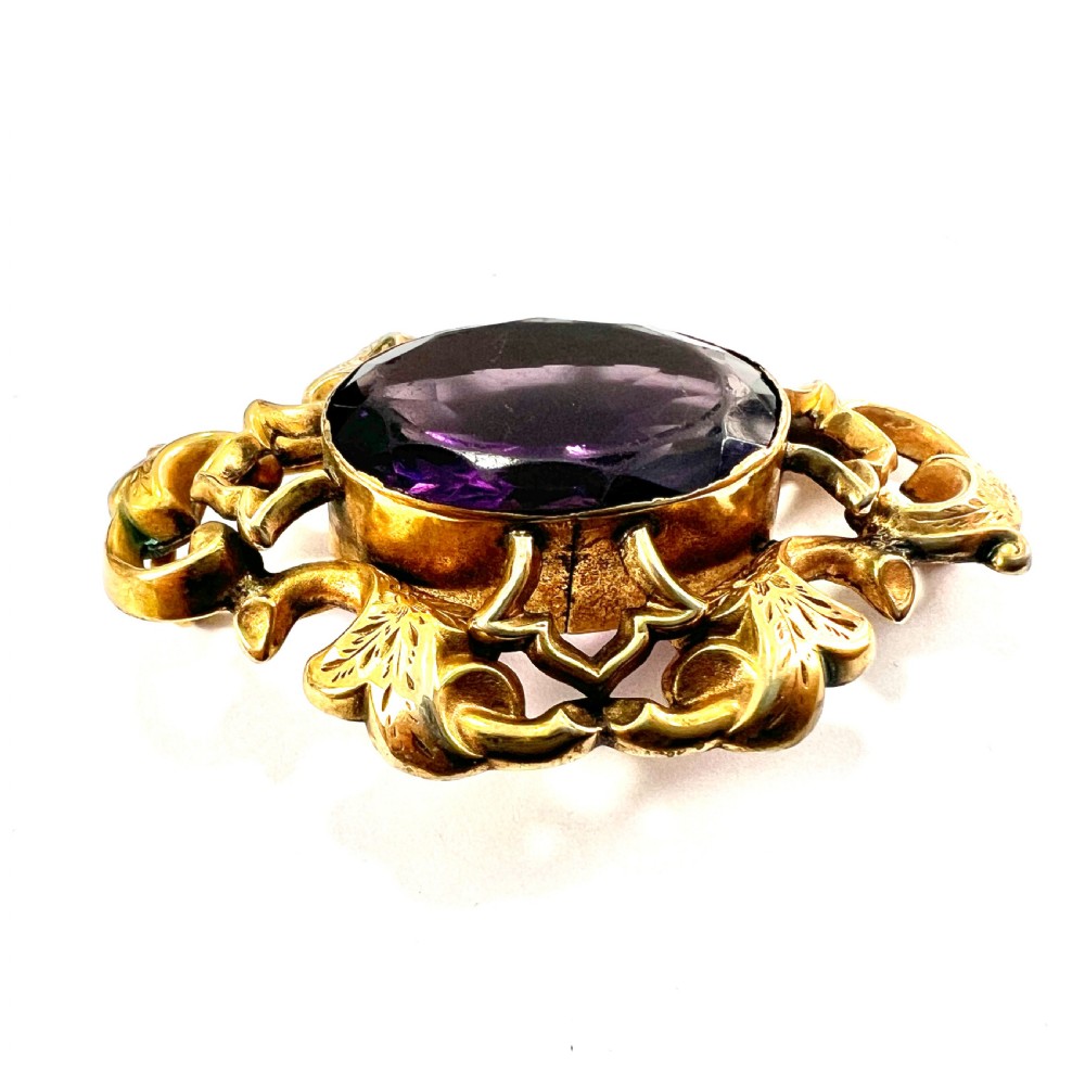 • Large Victorian Golden Amethyst Paste Brooch View IV