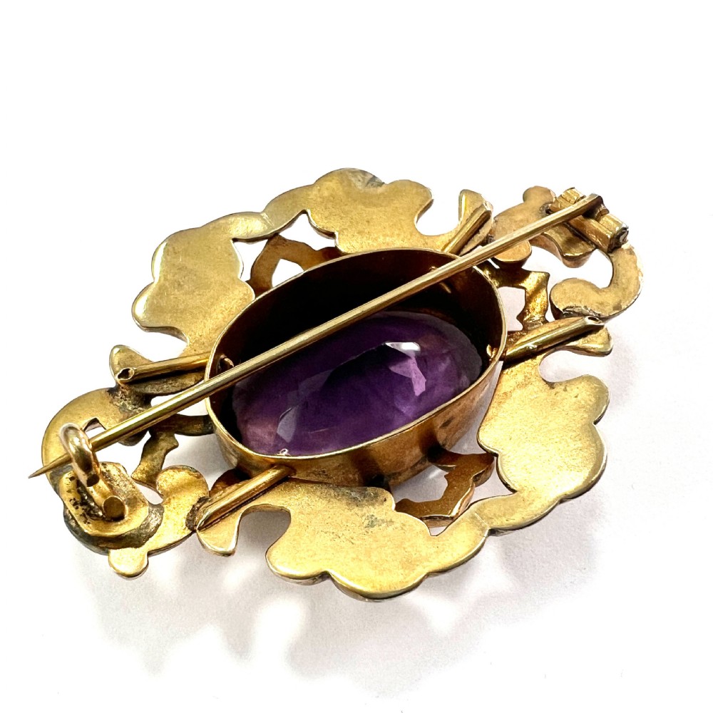 • Large Victorian Golden Amethyst Paste Brooch View VII