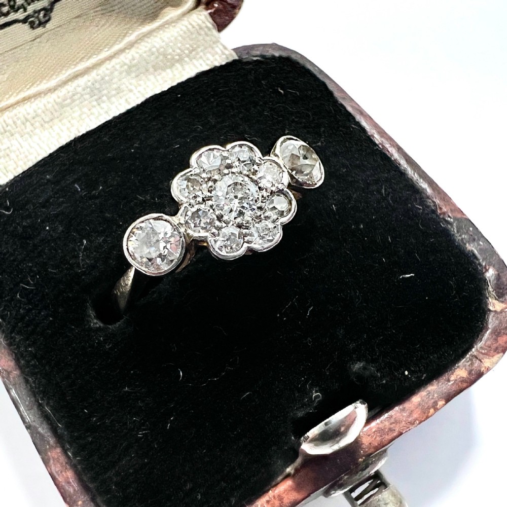 18CT Gold Art Deco Diamond Daisy Cluster Ring View II