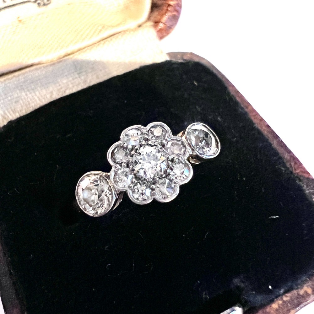 18CT Gold Art Deco Diamond Daisy Cluster Ring View III