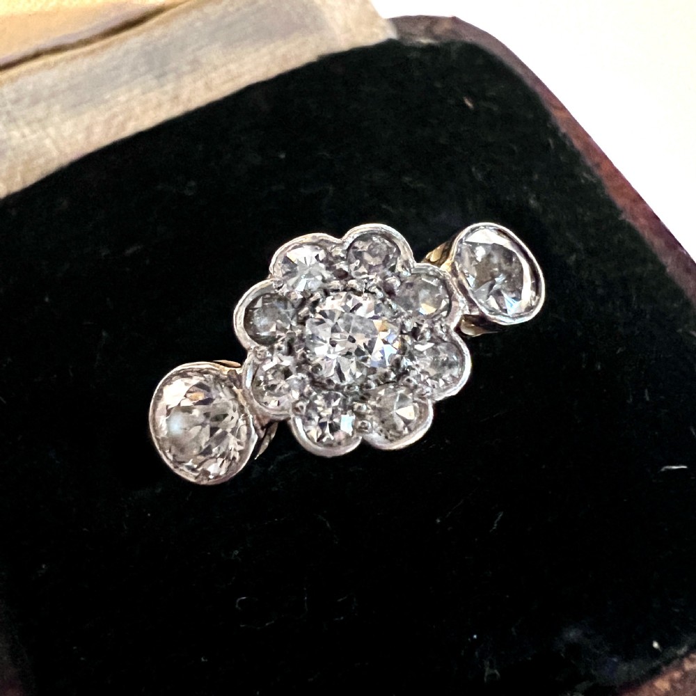 18CT Gold Art Deco Diamond Daisy Cluster Ring View IV