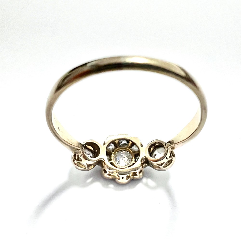 18CT Gold Art Deco Diamond Daisy Cluster Ring View VII