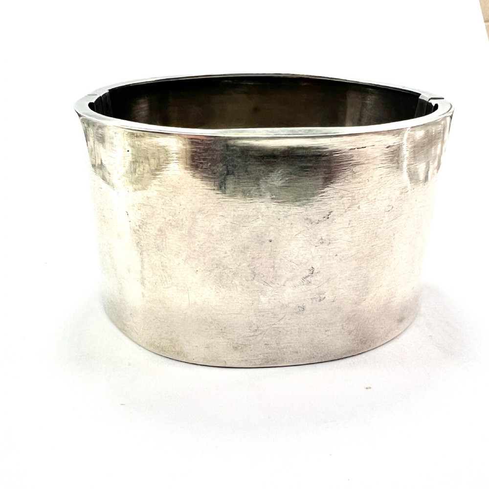 • Victorian Wide Sterling Silver Hinged Cuff Bangle View IV