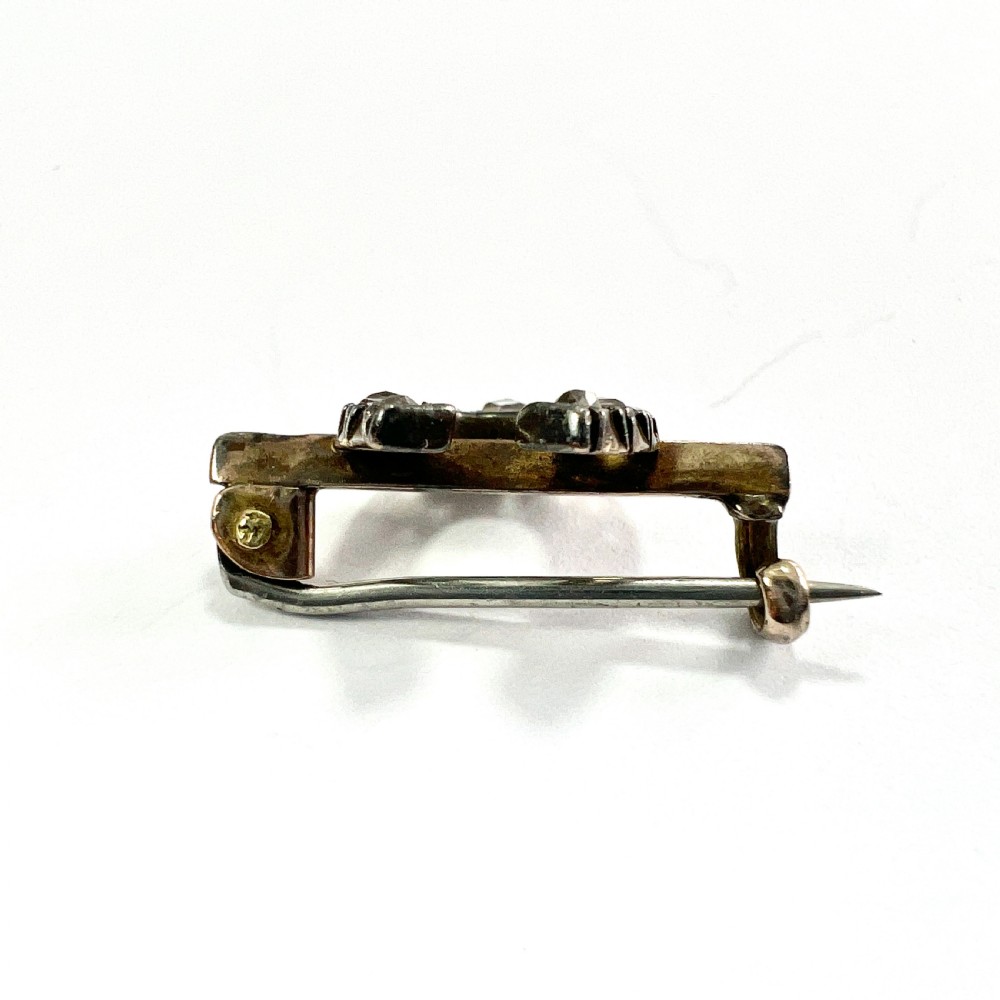 Tiny Victorian Diamond Horseshoe Brooch in Gold and Silver View IV