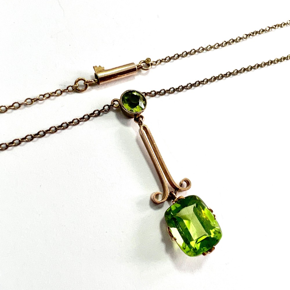 Edwardian 9CT Gold Paste Peridot Necklace View II