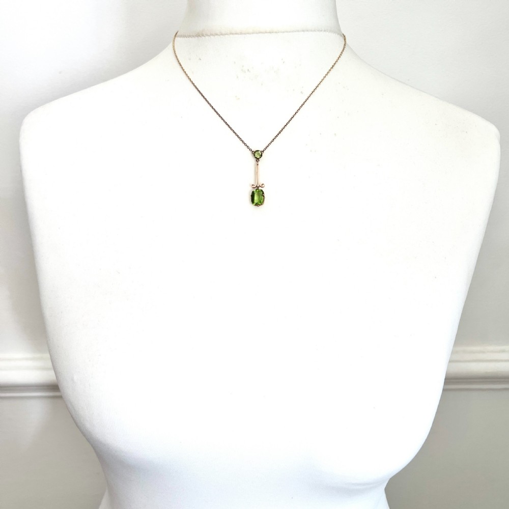 Edwardian 9CT Gold Paste Peridot Necklace View III