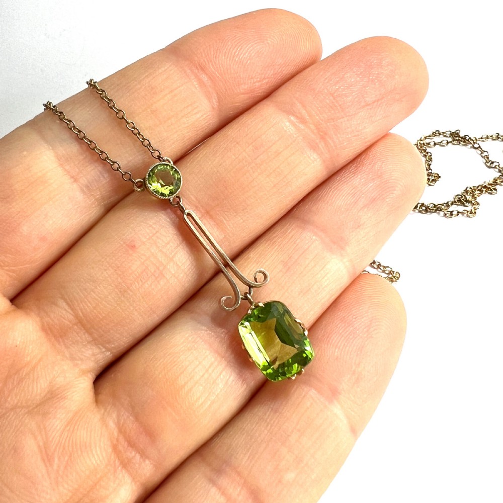 Edwardian 9CT Gold Paste Peridot Necklace View IV