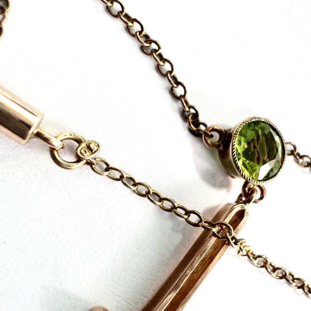 Edwardian 9CT Gold Paste Peridot Necklace View VI