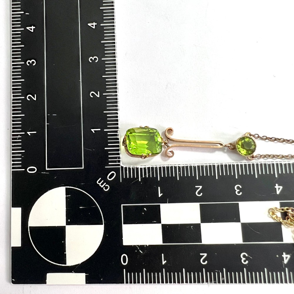 Edwardian 9CT Gold Paste Peridot Necklace View VII