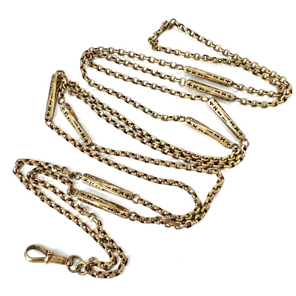 Victorian Very Long Longuard Chain with Albert Clip