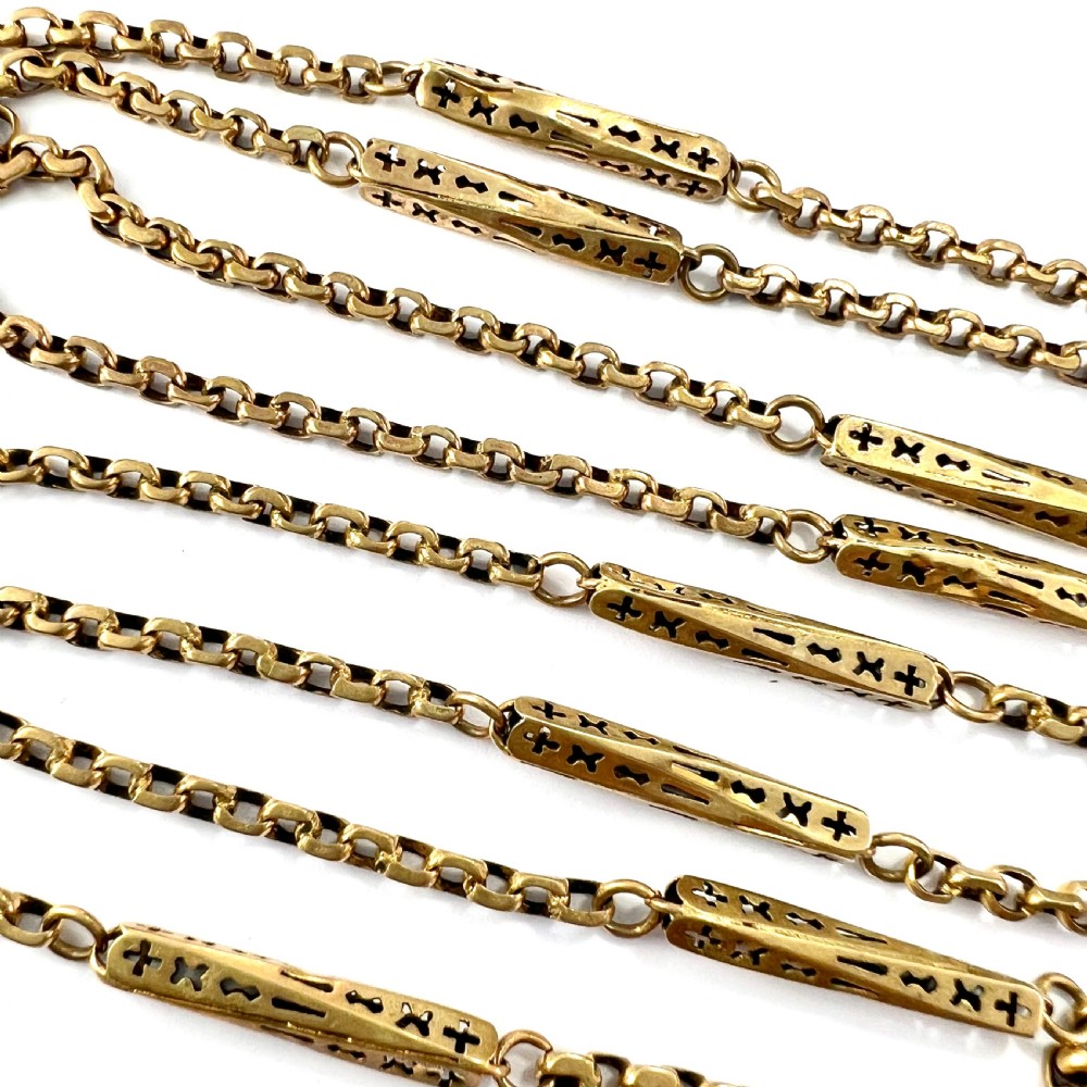 Victorian Very Long Longuard Chain with Albert Clip View VI