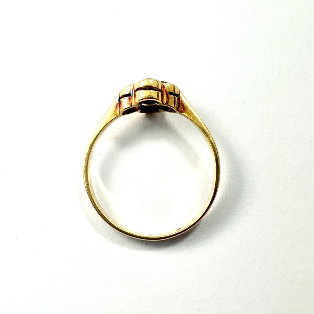 Edwardian 15CT Gold Diamond Quatrefoil Ring View IV