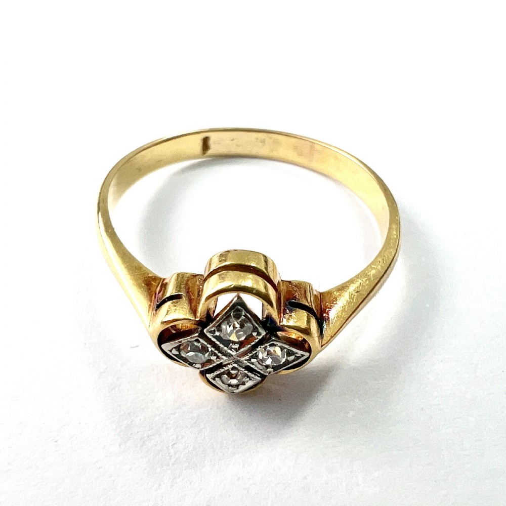 Edwardian 15CT Gold Diamond Quatrefoil Ring View V