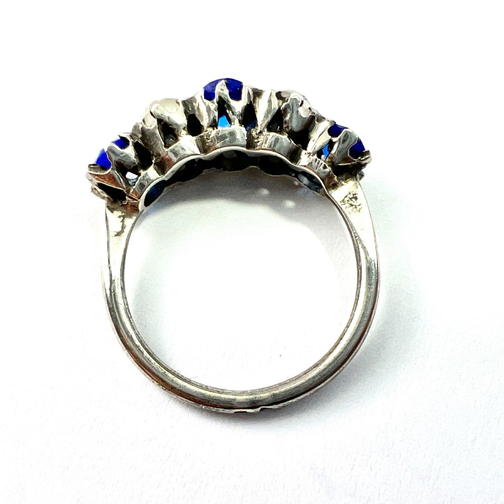Vintage French Silver Five Stone Paste Ring View III
