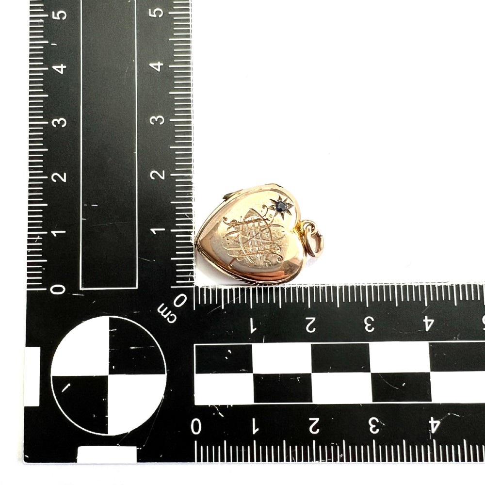 Victorian Sapphire 9CT Gold Heart Locket Pendant View VII