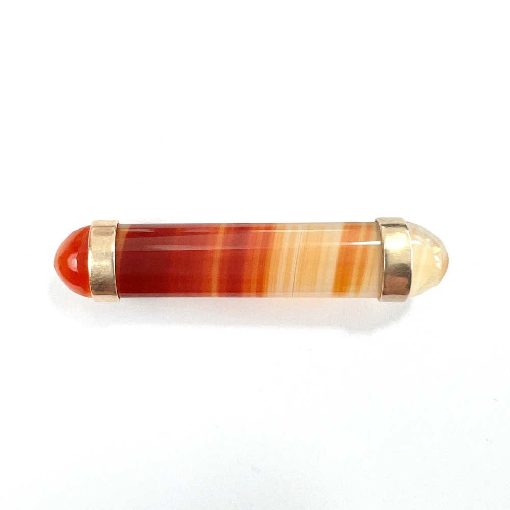 • Victorian Red Agate Rose Gold Bar Brooch