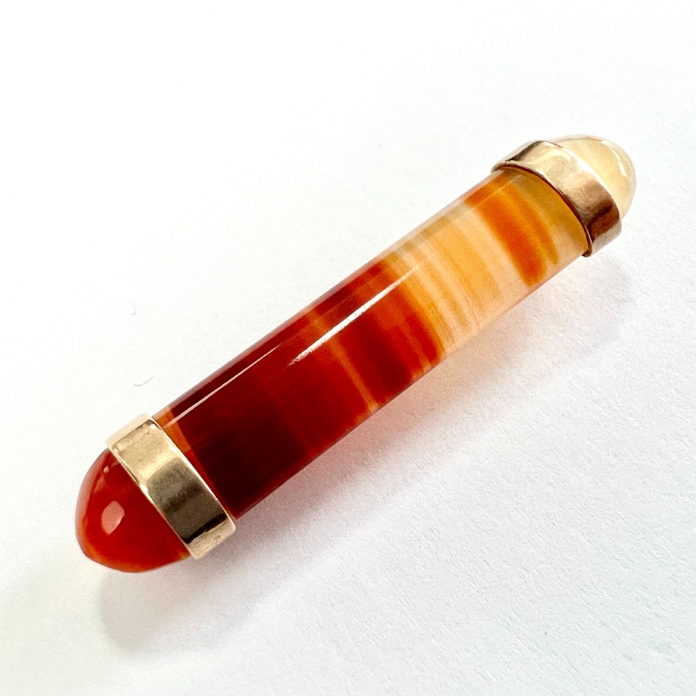 • Victorian Red Agate Rose Gold Bar Brooch View II