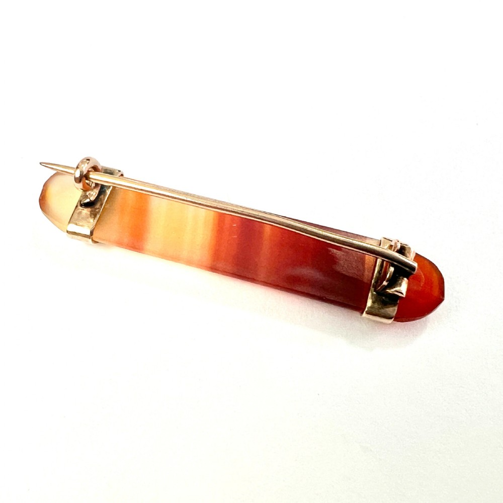 • Victorian Red Agate Rose Gold Bar Brooch View III
