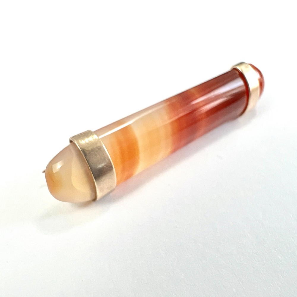 • Victorian Red Agate Rose Gold Bar Brooch View IV