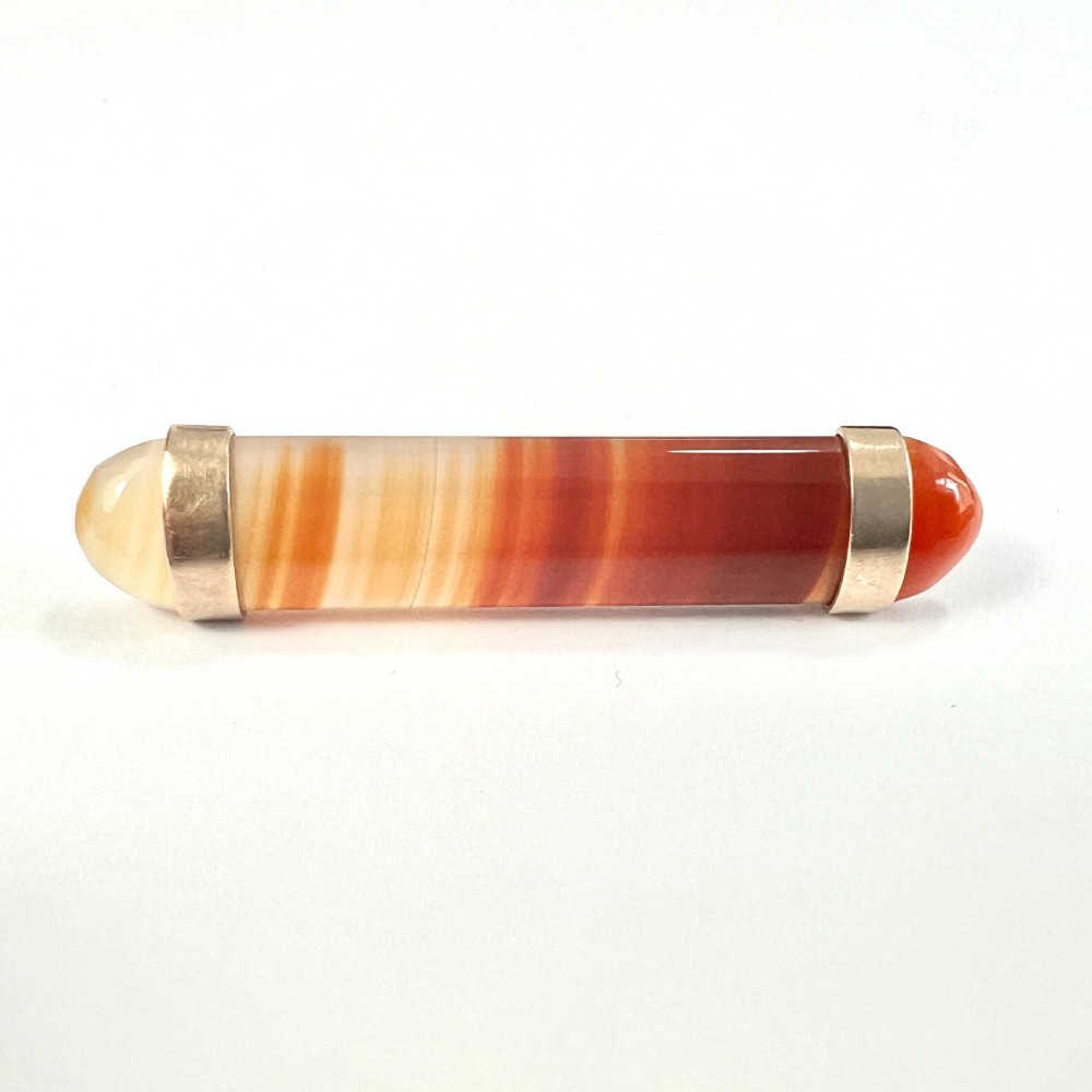 • Victorian Red Agate Rose Gold Bar Brooch View V