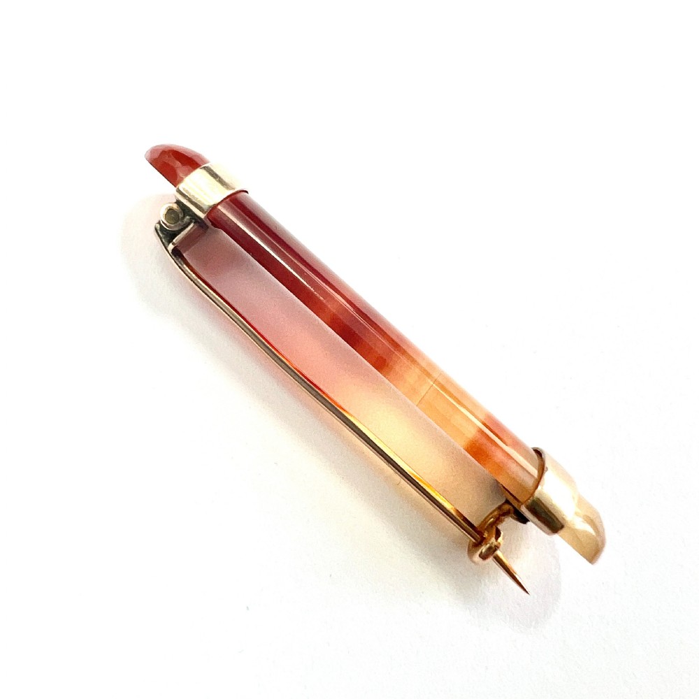 • Victorian Red Agate Rose Gold Bar Brooch View VI