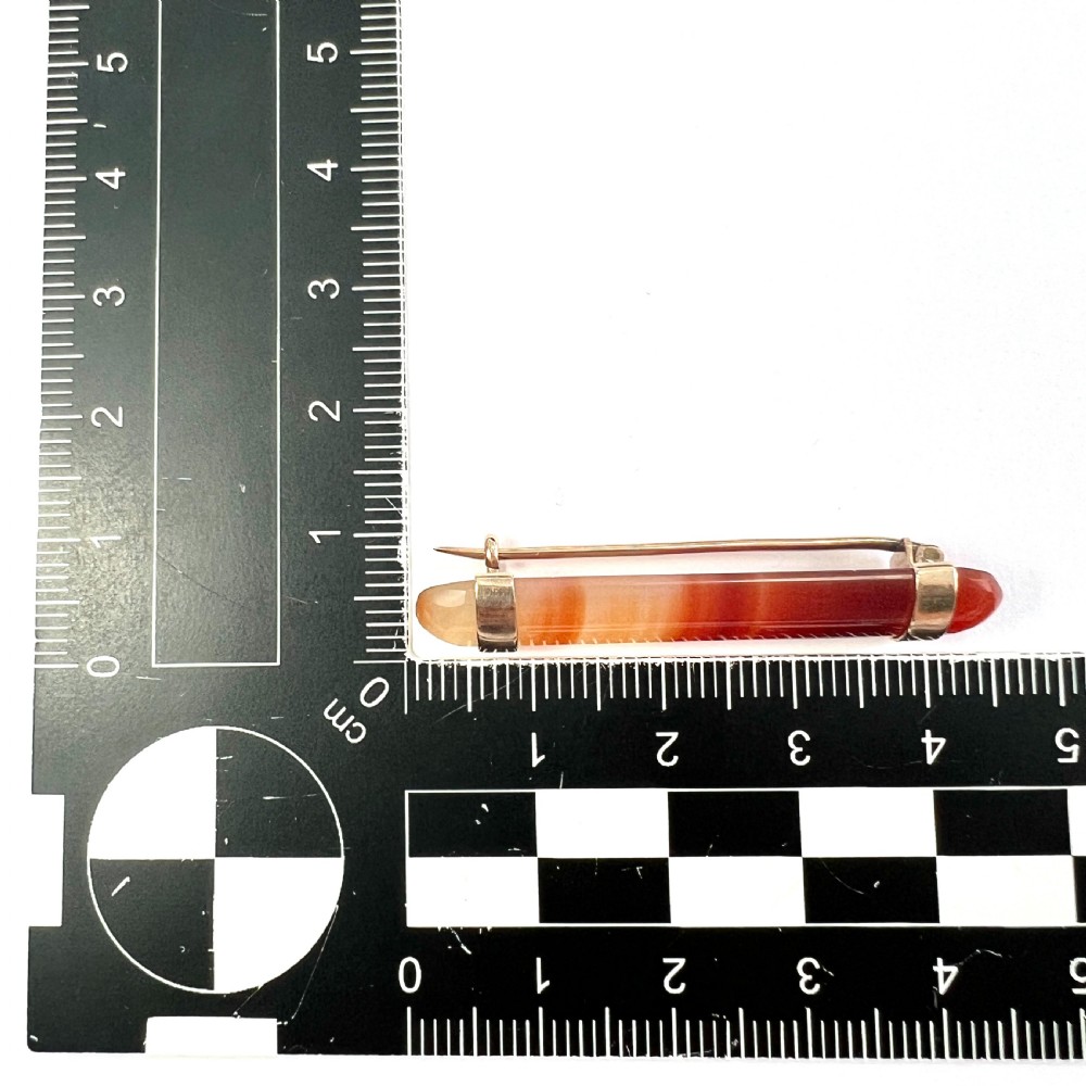 • Victorian Red Agate Rose Gold Bar Brooch View VII