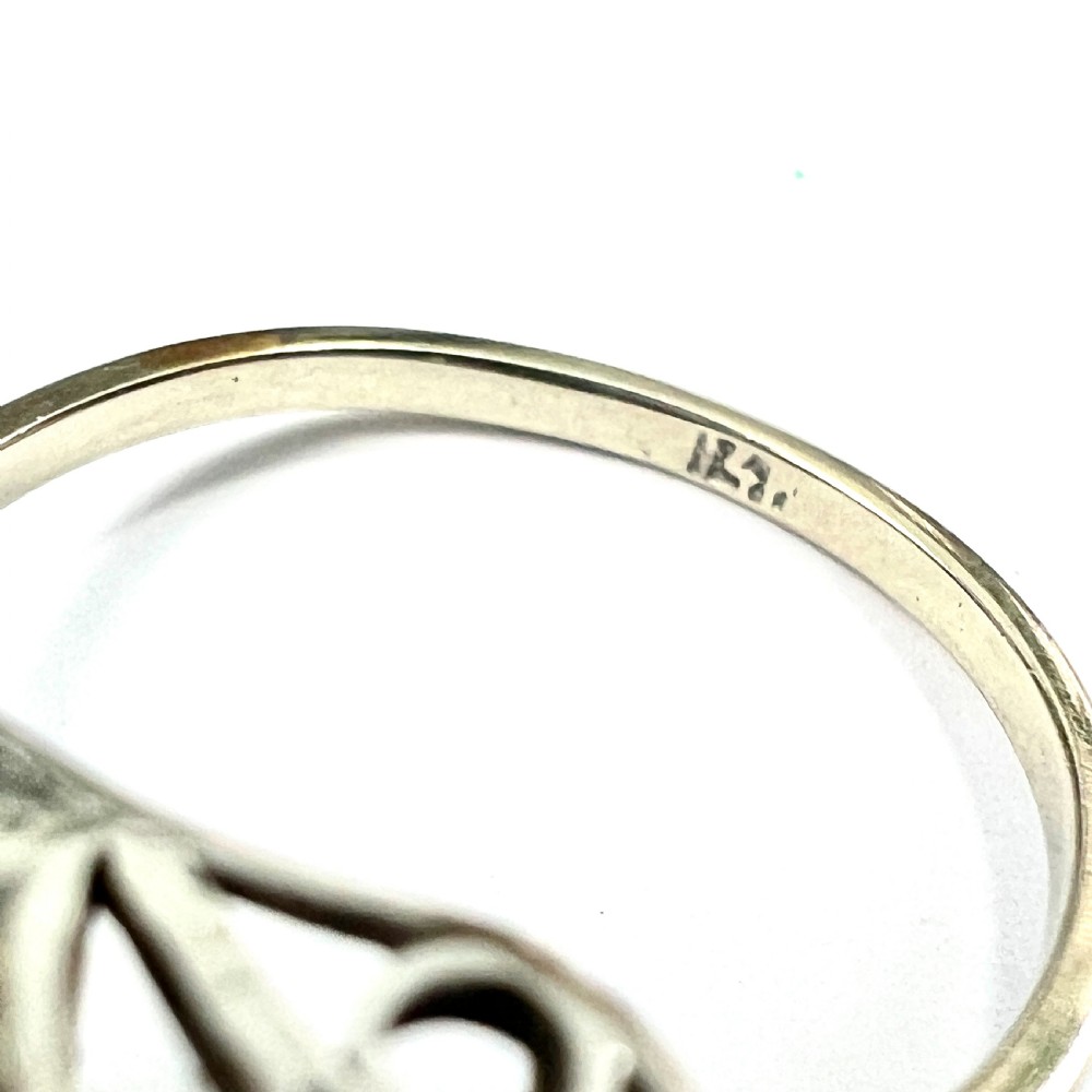 1940s Diamond 14CT White Gold Bow Ring View VIII